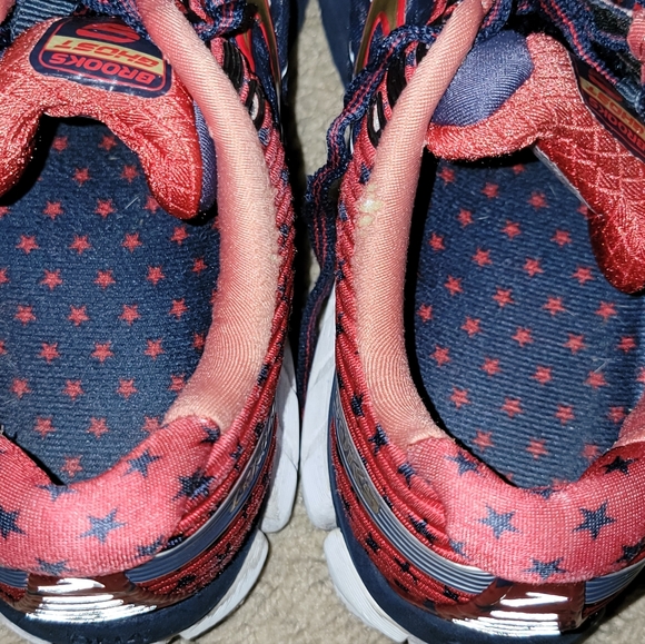 BROOKS Ghost 9 Women's Blue and Red Athletic Shoes with Gold Highlights - Picture 4 of 6